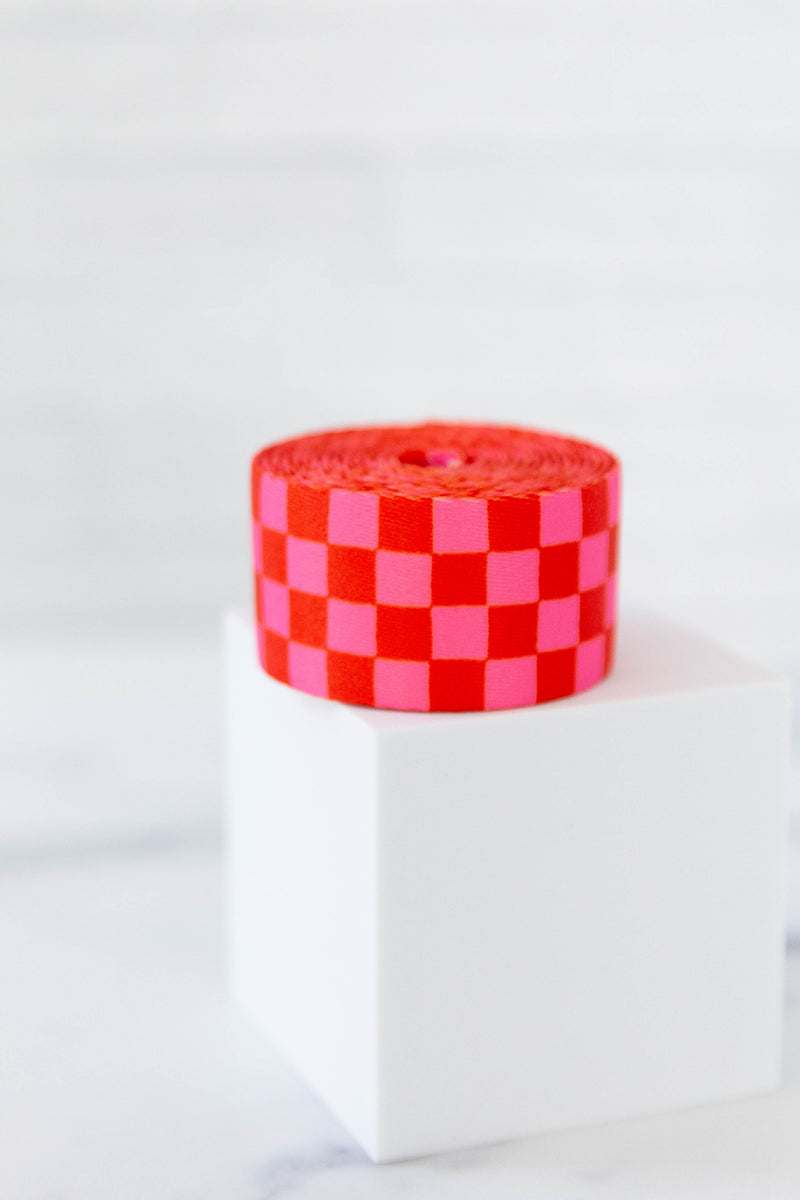 Webbing: Checkered in Strawberry 1 1/2" wide