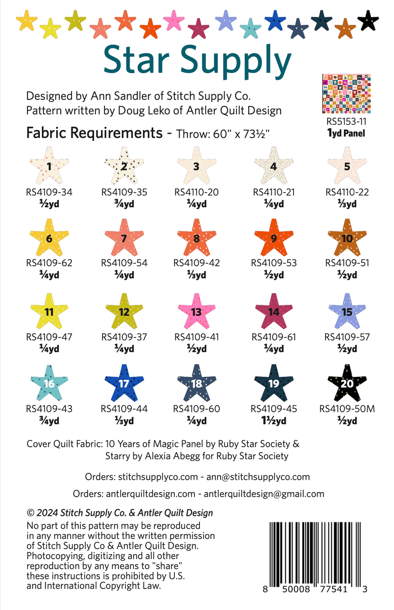 Star Supply Printed Quilt Pattern