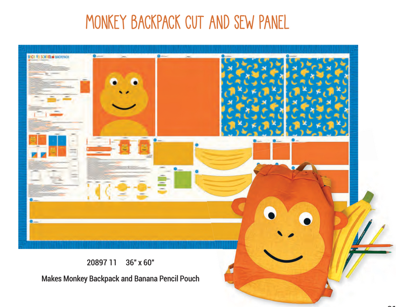 Back to School: Monkey Backpack Panel & Banana Pencil Case