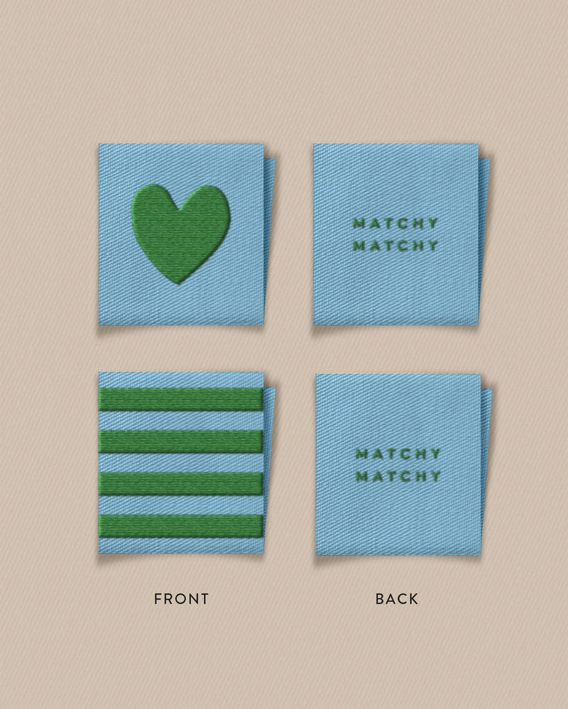 Matchy Matchy: Green Heart and Square Garment Labels