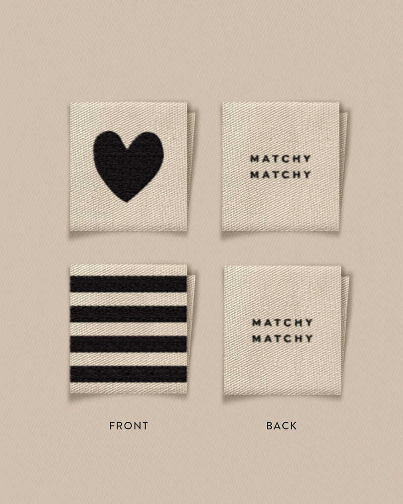 Matchy Matchy: Black Heart and Square Garment Labels