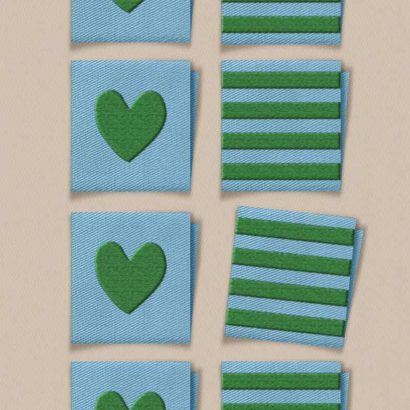 Matchy Matchy: Green Heart and Square Garment Labels