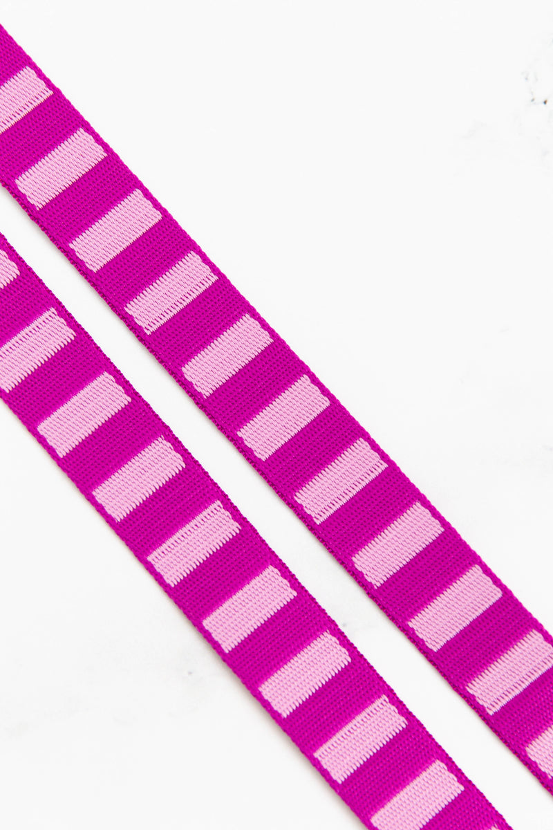 1" Wide Bold Stripe Webbing: Berry & Peony