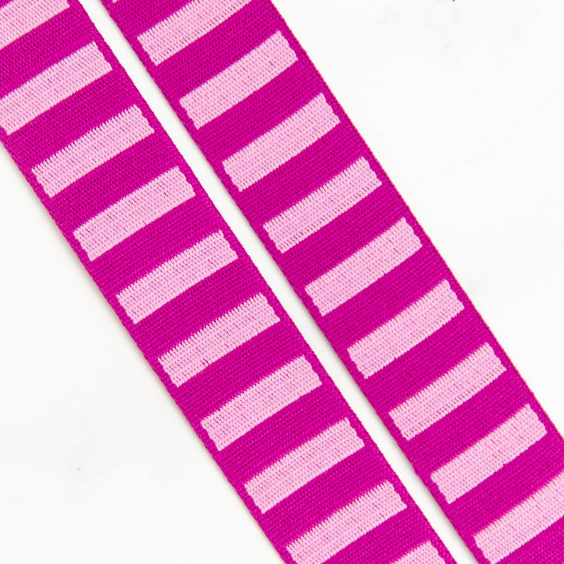 1 1/2" Wide Bold Stripe Webbing: Berry & Peony