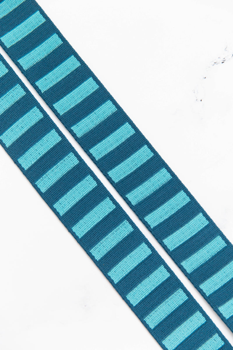 1 1/2" Wide Bold Stripe Webbing: Peacock & Turquoise