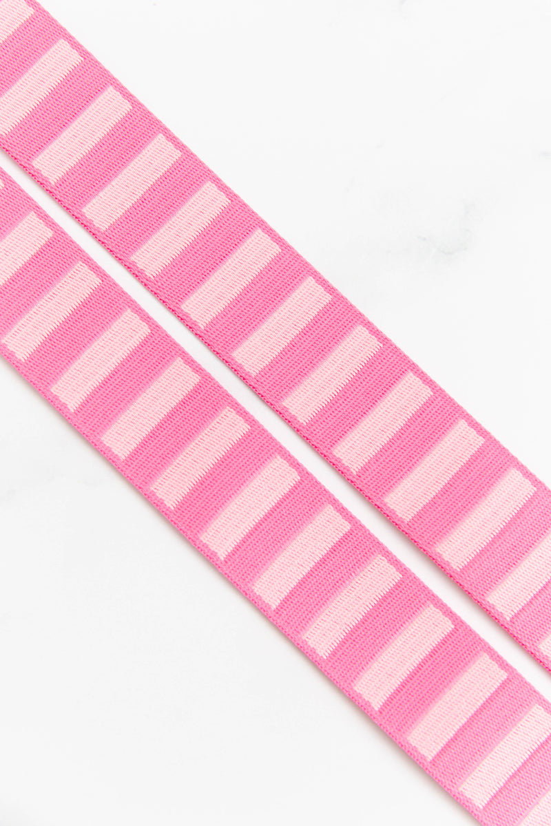 1 1/2" Wide Bold Stripe Webbing: Flamingo & Pale Pink