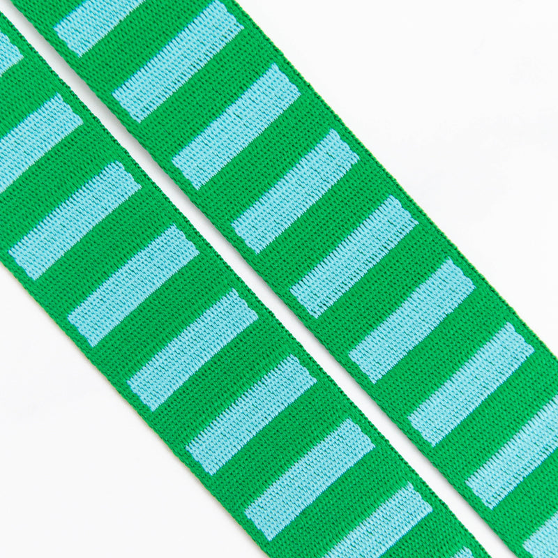 1 1/2" Wide Bold Stripe Webbing: Billiard & Turquoise