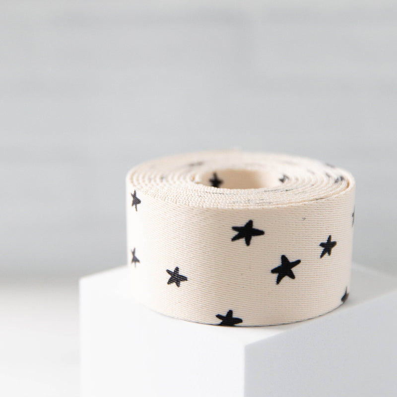 Starry Webbing: Natural in Black 1 1/2" wide