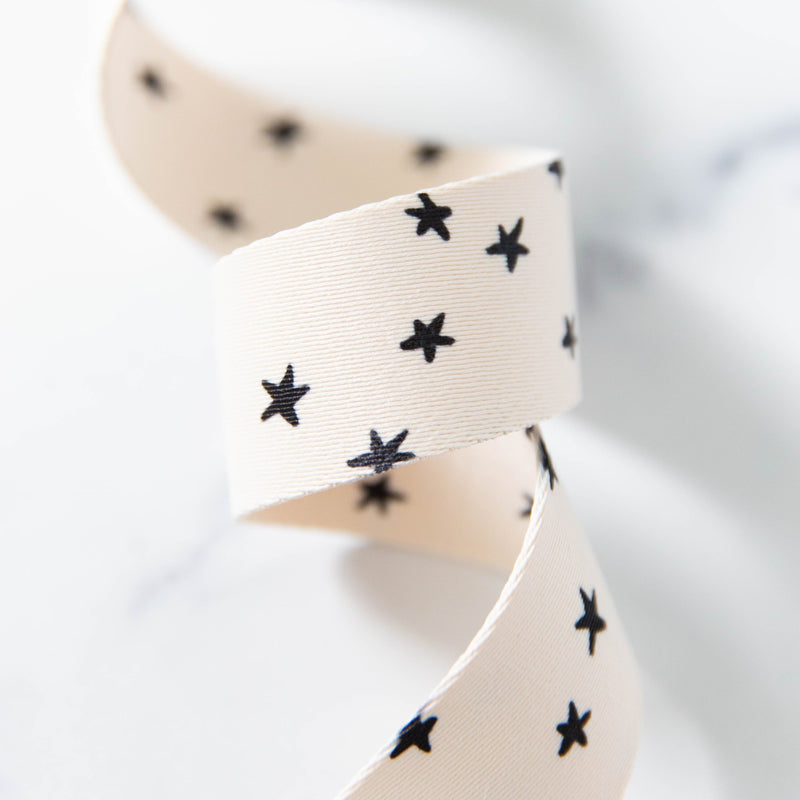 Starry Webbing: Natural in Black 1 1/2" wide