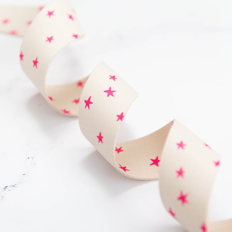 Starry Webbing: Natural in Pink 1 1/2" wide