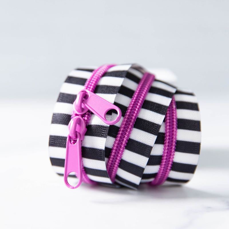 Black and White Striped Zipper - 30"