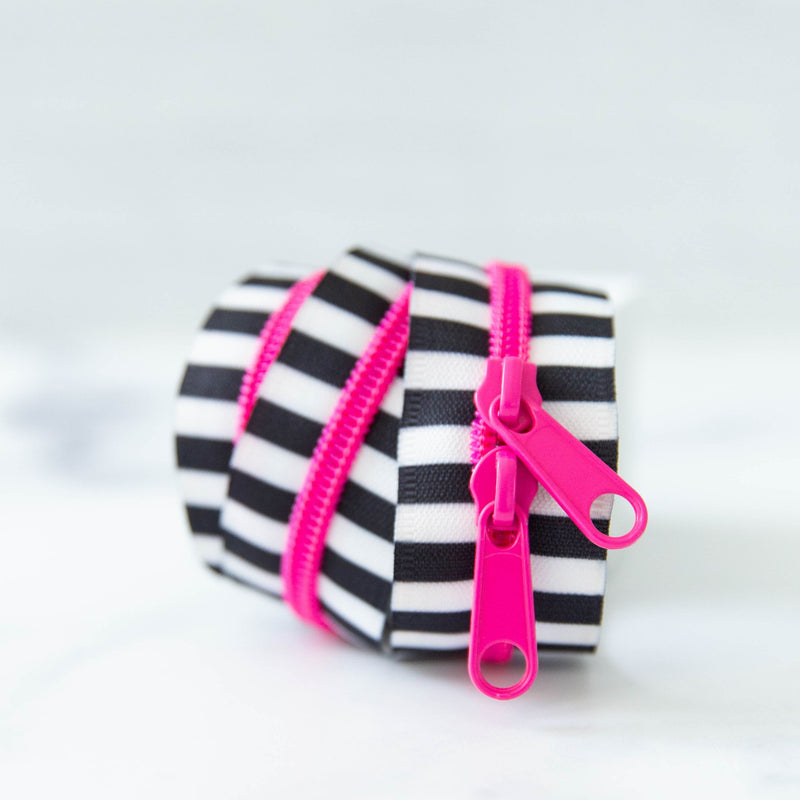 Black and White Striped Zipper - 30"