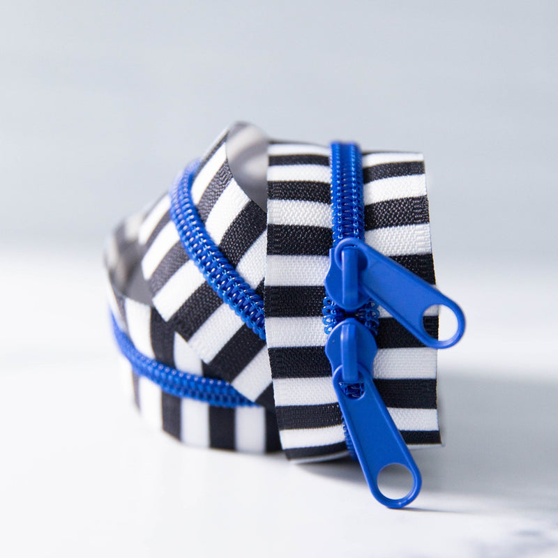 Black and White Striped Zipper - 30"